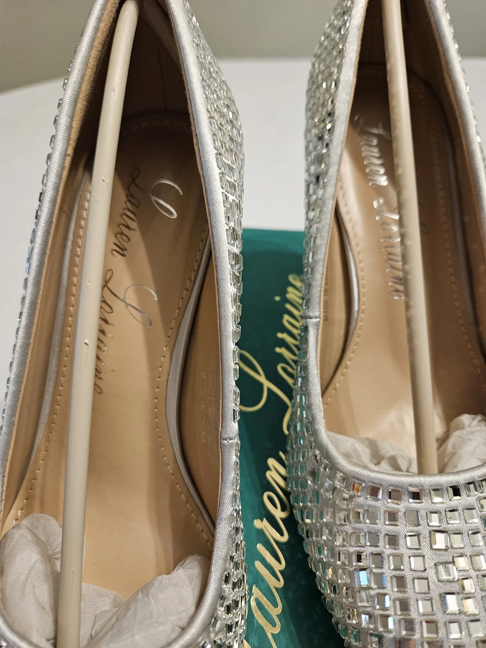 Silver Embellished Pointed-Toe Pumps By LAUREN LORAINE
